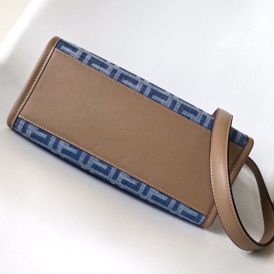 Fendi Sunshine Small Brown FF jacquard fabric bag blue Fendi Sunshine Small Brown FF jacquard fabric bag blue