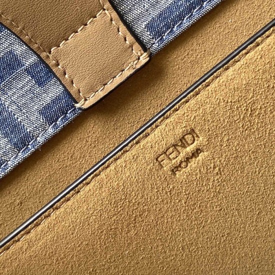 Fendi Sunshine Small Brown FF jacquard fabric bag blue Fendi Sunshine Small Brown FF jacquard fabric bag blue