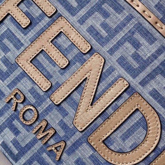 Fendi Sunshine Small Brown FF jacquard fabric bag blue Fendi Sunshine Small Brown FF jacquard fabric bag blue