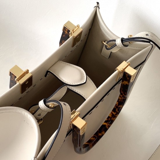 Fendi Sunshine Small White Leather Shopper Fendi Sunshine Small White Leather Shopper