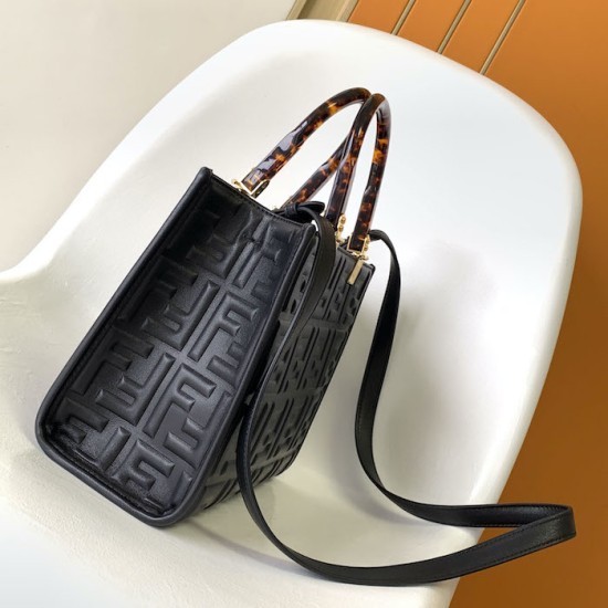 Fendi Sunshine Small Black FF Zucca Leather Shopper Fendi Sunshine Small Black FF Zucca Leather Shopper