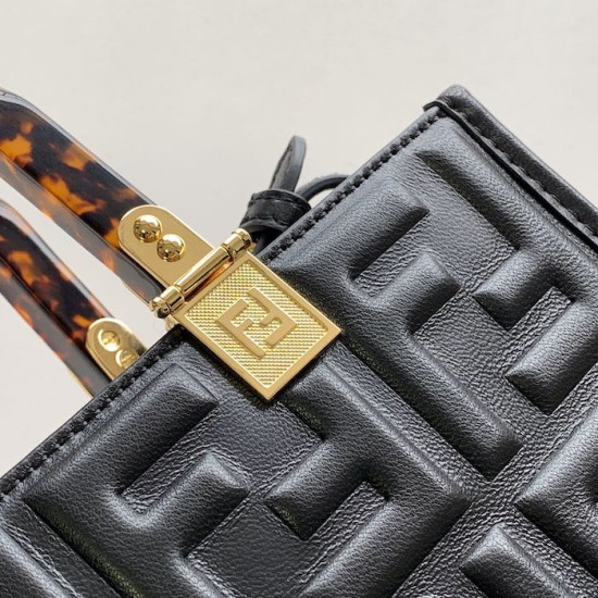 Fendi Sunshine Small Black FF Zucca Leather Shopper Fendi Sunshine Small Black FF Zucca Leather Shopper