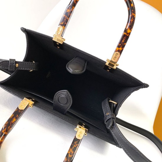 Fendi Sunshine Small Black FF Zucca Leather Shopper Fendi Sunshine Small Black FF Zucca Leather Shopper