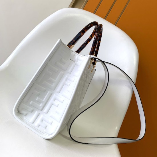 Fendi Sunshine Small White FF Zucca Leather Shopper Fendi Sunshine Small White FF Zucca Leather Shopper