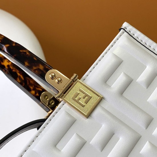 Fendi Sunshine Small White FF Zucca Leather Shopper Fendi Sunshine Small White FF Zucca Leather Shopper