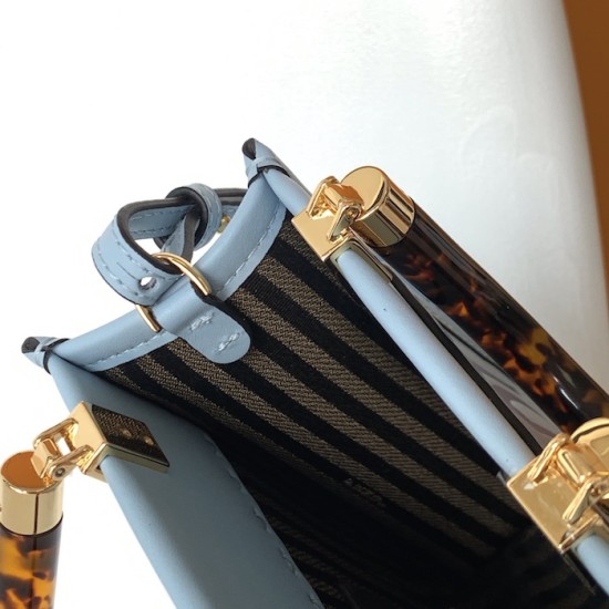 Fendi Mini Sunshine Shopper Light Blue Leather Mini Bag Fendi Mini Sunshine Shopper Light Blue Leather Mini Bag