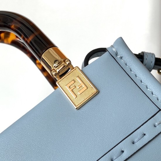 Fendi Mini Sunshine Shopper Light Blue Leather Mini Bag Fendi Mini Sunshine Shopper Light Blue Leather Mini Bag