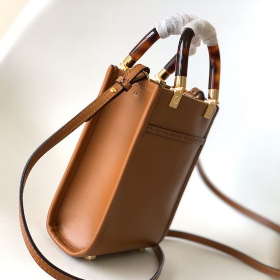 Fendi Mini Sunshine Shopper Brown Leather Mini Bag Fendi Mini Sunshine Shopper Brown Leather Mini Bag