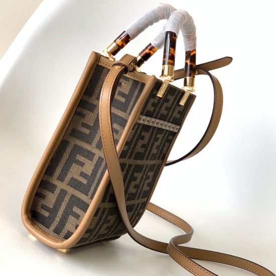 Fendi Mini Sunshine Shopper Brown FF jacquard fabric bag Fendi Mini Sunshine Shopper Brown FF jacquard fabric bag
