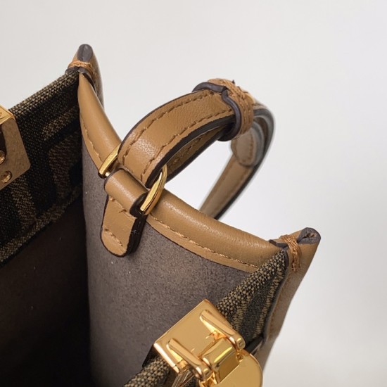 Fendi Mini Sunshine Shopper Brown FF jacquard fabric bag Fendi Mini Sunshine Shopper Brown FF jacquard fabric bag