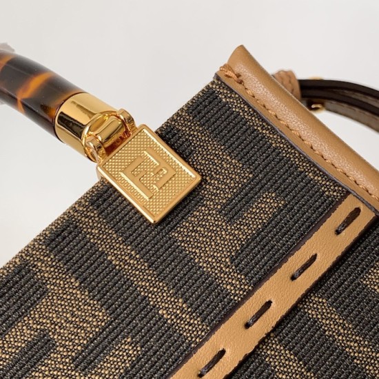 Fendi Mini Sunshine Shopper Brown FF jacquard fabric bag Fendi Mini Sunshine Shopper Brown FF jacquard fabric bag