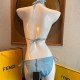 Fendi Blue Lycra Reversible Bikini Fendi Blue Lycra Reversible Bikini