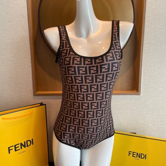 Fendi One-Piece Swimsuit Zucca FF Brown Fendi One-Piece Swimsuit Zucca FF Brown