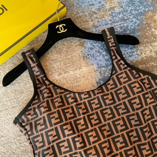 Fendi One-Piece Swimsuit Zucca FF Brown Fendi One-Piece Swimsuit Zucca FF Brown