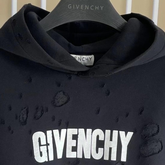 Givenchy Paris Distressed Oversized Hoodie Black Givenchy Paris Distressed Oversized Hoodie Black