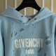 Givenchy Paris Distressed Oversized Hoodie Blue Givenchy Paris Distressed Oversized Hoodie Blue