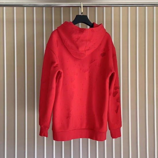 Givenchy Paris Distressed Oversized Hoodie Red Givenchy Paris Distressed Oversized Hoodie Red