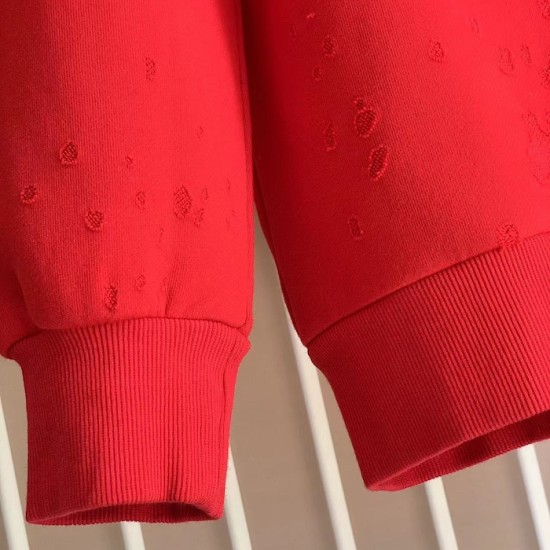 Givenchy Paris Distressed Oversized Hoodie Red Givenchy Paris Distressed Oversized Hoodie Red