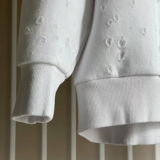 Givenchy Paris Distressed Oversized Hoodie White Givenchy Paris Distressed Oversized Hoodie White