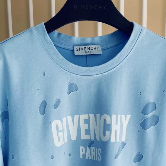 Givenchy Paris Distressed Oversized T Shirt Blue Givenchy Paris Distressed Oversized T Shirt Blue