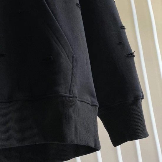 Givenchy Hoodie in fleece with destroyed effect black Givenchy Hoodie in fleece with destroyed effect black