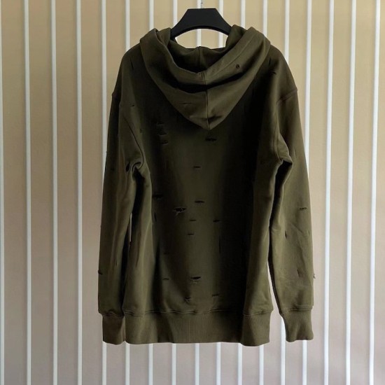 Givenchy Hoodie in fleece with destroyed effect green Givenchy Hoodie in fleece with destroyed effect green