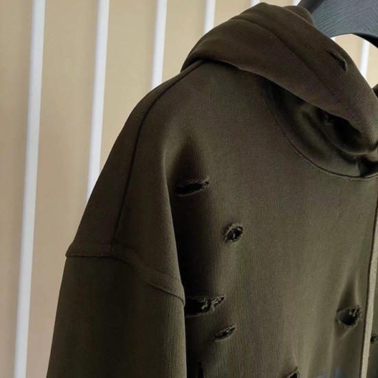 Givenchy Hoodie in fleece with destroyed effect green Givenchy Hoodie in fleece with destroyed effect green
