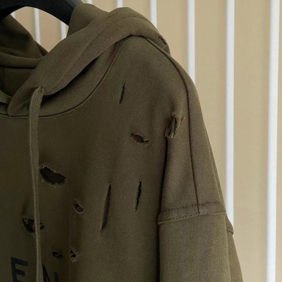 Givenchy Hoodie in fleece with destroyed effect green Givenchy Hoodie in fleece with destroyed effect green