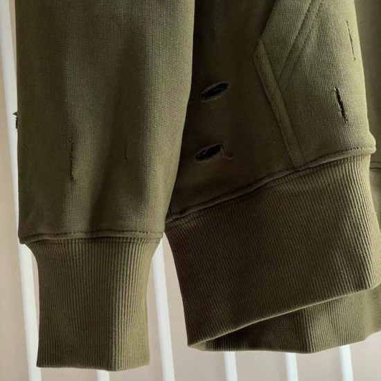 Givenchy Hoodie in fleece with destroyed effect green Givenchy Hoodie in fleece with destroyed effect green