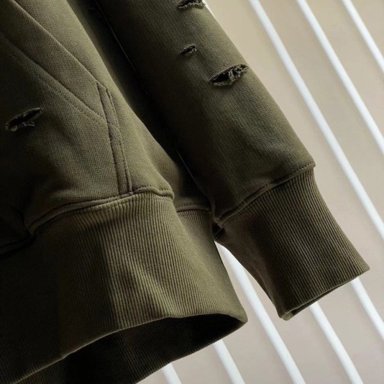 Givenchy Hoodie in fleece with destroyed effect green Givenchy Hoodie in fleece with destroyed effect green
