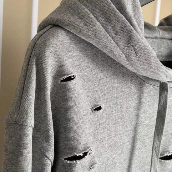 Givenchy Hoodie in fleece with destroyed effect grey Givenchy Hoodie in fleece with destroyed effect grey