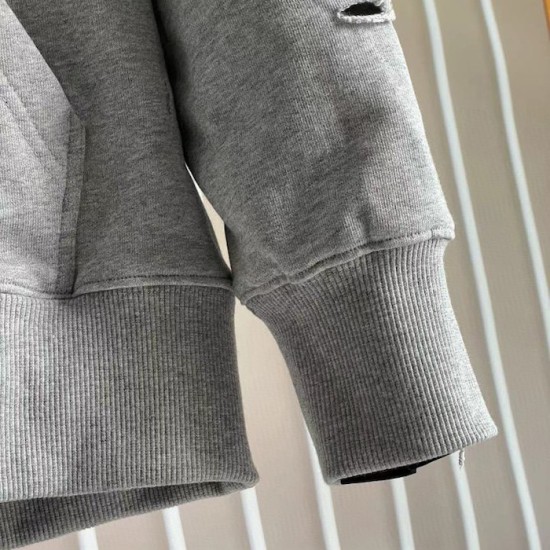 Givenchy Hoodie in fleece with destroyed effect grey Givenchy Hoodie in fleece with destroyed effect grey