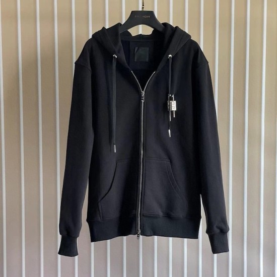 Givenchy Padlock Detail Zip-up Hoodie in Black Givenchy Padlock Detail Zip-up Hoodie in Black