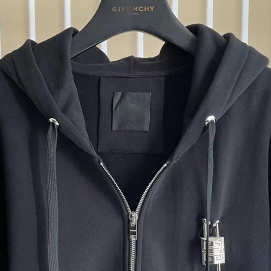 Givenchy Padlock Detail Zip-up Hoodie in Black Givenchy Padlock Detail Zip-up Hoodie in Black