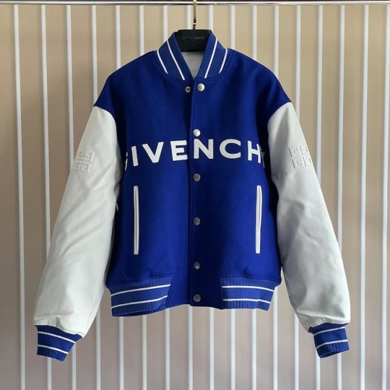 Givenchy Varsity Jacket in Wool and Leather Blue Givenchy Varsity Jacket in Wool and Leather Blue