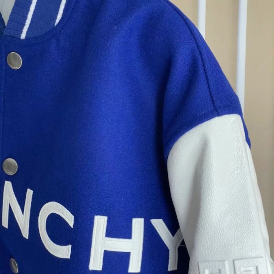 Givenchy Varsity Jacket in Wool and Leather Blue Givenchy Varsity Jacket in Wool and Leather Blue