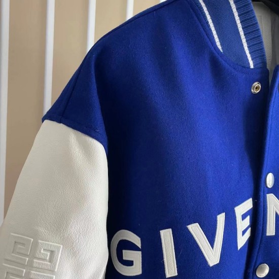 Givenchy Varsity Jacket in Wool and Leather Blue Givenchy Varsity Jacket in Wool and Leather Blue