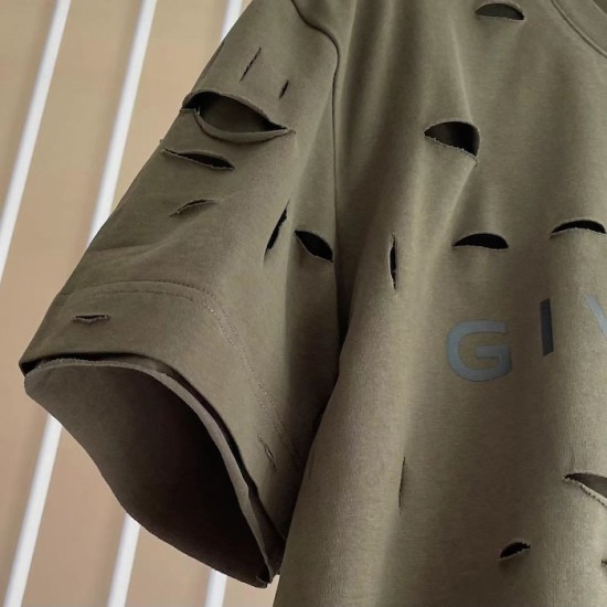 Givenchy Destroyed Layered Oversized T shirt Khaki Givenchy Destroyed Layered Oversized T shirt Khaki