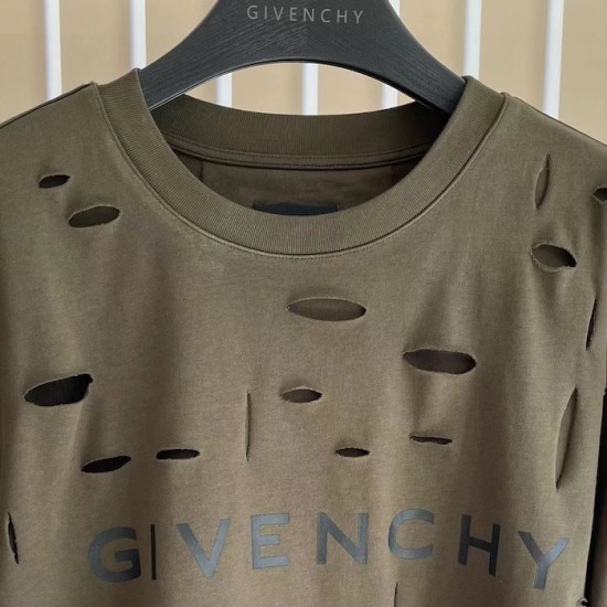 Givenchy Destroyed Layered Oversized T shirt Khaki Givenchy Destroyed Layered Oversized T shirt Khaki