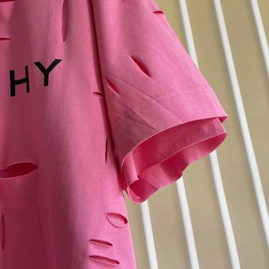 Givenchy Destroyed Layered Oversized T shirt Rose Givenchy Destroyed Layered Oversized T shirt Rose