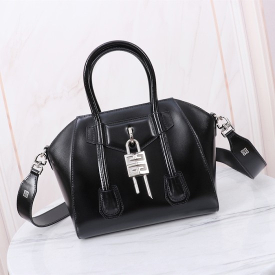 Givenchy Mini Antigona Lock bag in Box leather black Givenchy Mini Antigona Lock bag in Box leather black