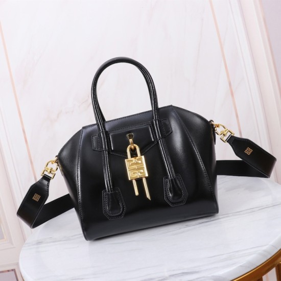 Givenchy Mini Antigona Lock bag in Box leather black Givenchy Mini Antigona Lock bag in Box leather black