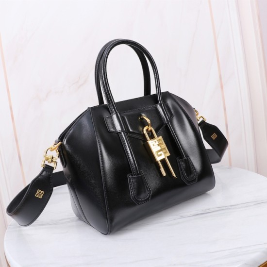 Givenchy Mini Antigona Lock bag in Box leather black Givenchy Mini Antigona Lock bag in Box leather black