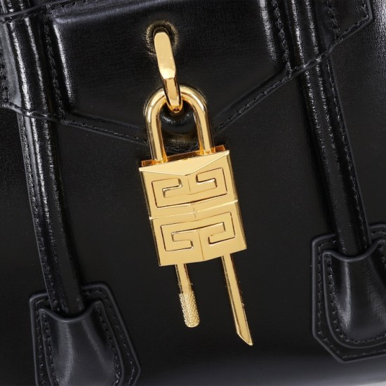 Givenchy Mini Antigona Lock bag in Box leather black Givenchy Mini Antigona Lock bag in Box leather black