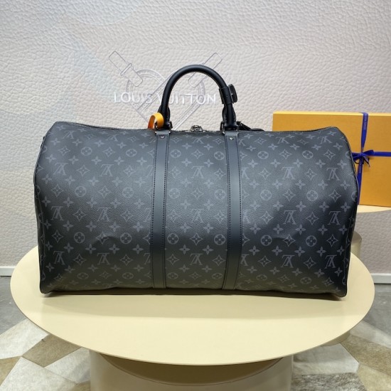 Louis Vuitton Monogram Eclipse Keepall Bandoulière 55 M40605 Louis Vuitton Monogram Eclipse Keepall Bandoulière 55 M40605