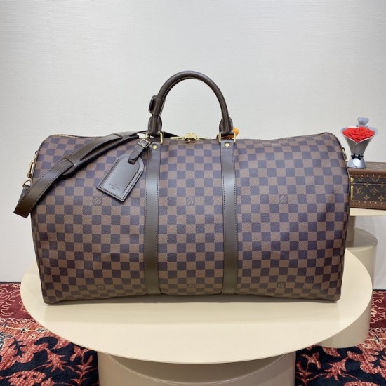 Louis Vuitton Damier Ebene Keepall Bandoulière 55 N41414 Louis Vuitton Damier Ebene Keepall Bandoulière 55 N41414