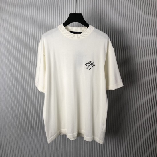 Louis Vuitton Signature Short-Sleeved Cotton Crewneck White Louis Vuitton Signature Short-Sleeved Cotton Crewneck White