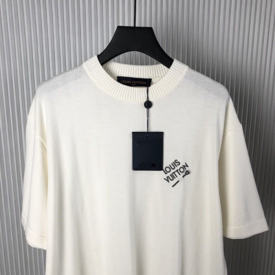 Louis Vuitton Signature Short-Sleeved Cotton Crewneck White Louis Vuitton Signature Short-Sleeved Cotton Crewneck White