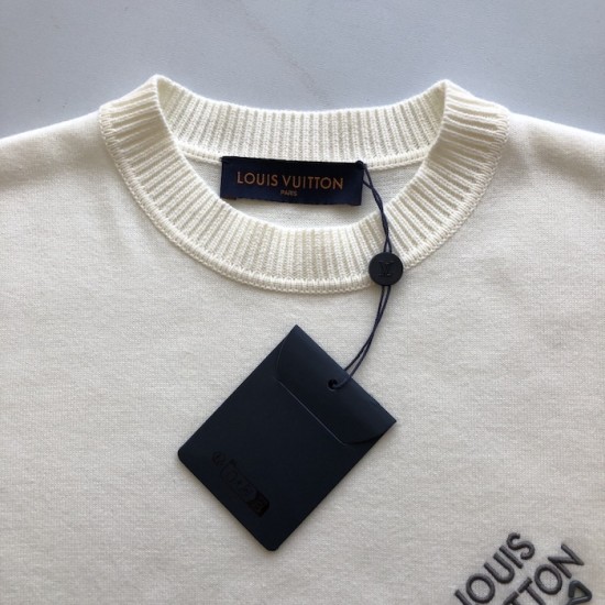 Louis Vuitton Signature Short-Sleeved Cotton Crewneck White Louis Vuitton Signature Short-Sleeved Cotton Crewneck White