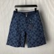 Louis Vuitton Embroidered Damier Denim Shorts 1AFVO9 Louis Vuitton Embroidered Damier Denim Shorts 1AFVO9